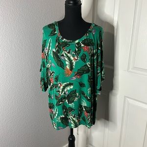Xhilaration Green Tropical Top - Size 1X